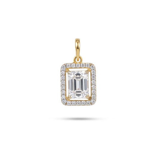 Emerald Cut Halo Pendant